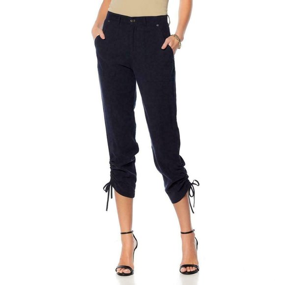 DG2 by Diane Gilman Pants - DG2 by Diane Gilman Size 2T Twill Utility Ankle Pant with Ruching Navy 2 tall